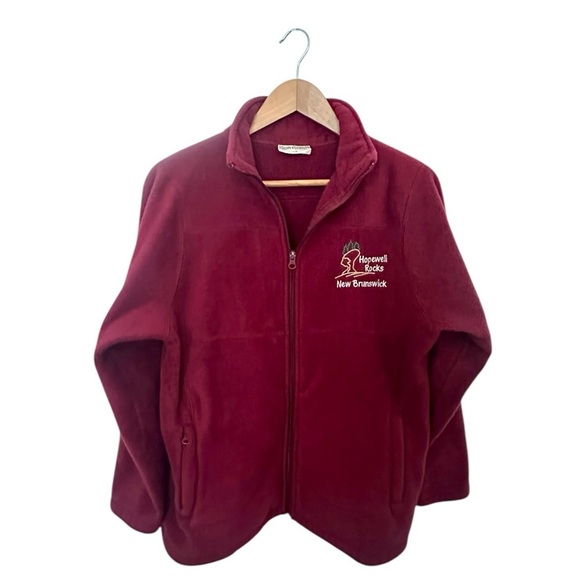 Vintage Sweaters - Vintage Fleece Sweater Northern Getaway Fleece Burgundy Cozy New Brunswick